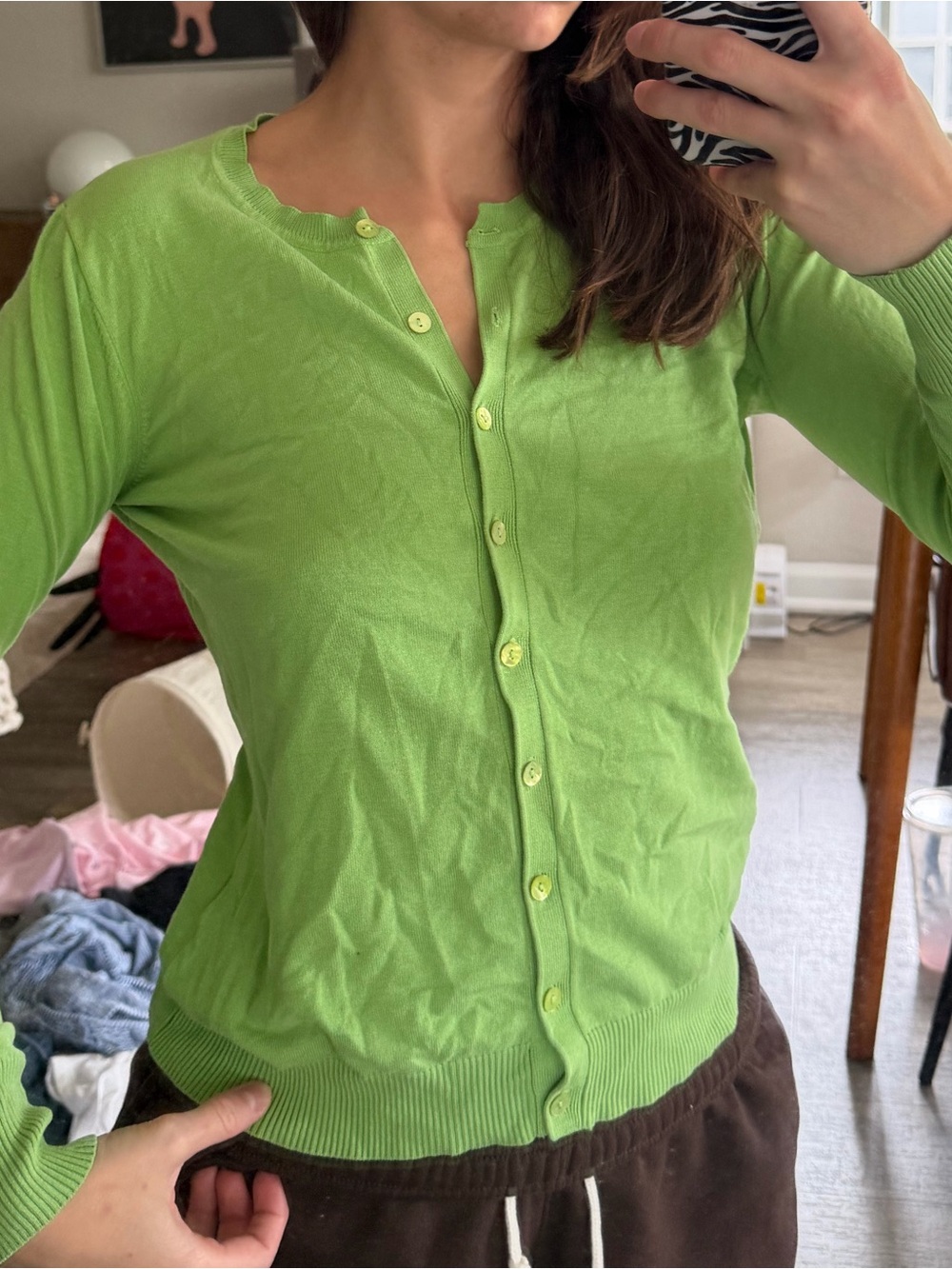 august silk Lime Green Button-Front Shirt
